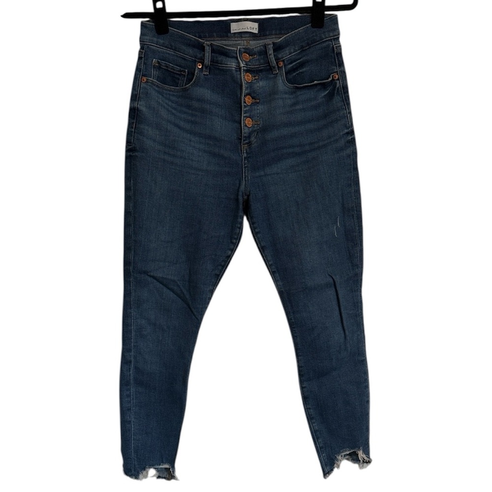 Loft Exposed Button Fly High Waist Skinny Jeans